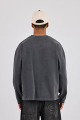 Washed Long Sleeve T-Shirt - Charcoal