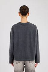 Womens Washed Long Sleeve T-Shirt - Charcoal