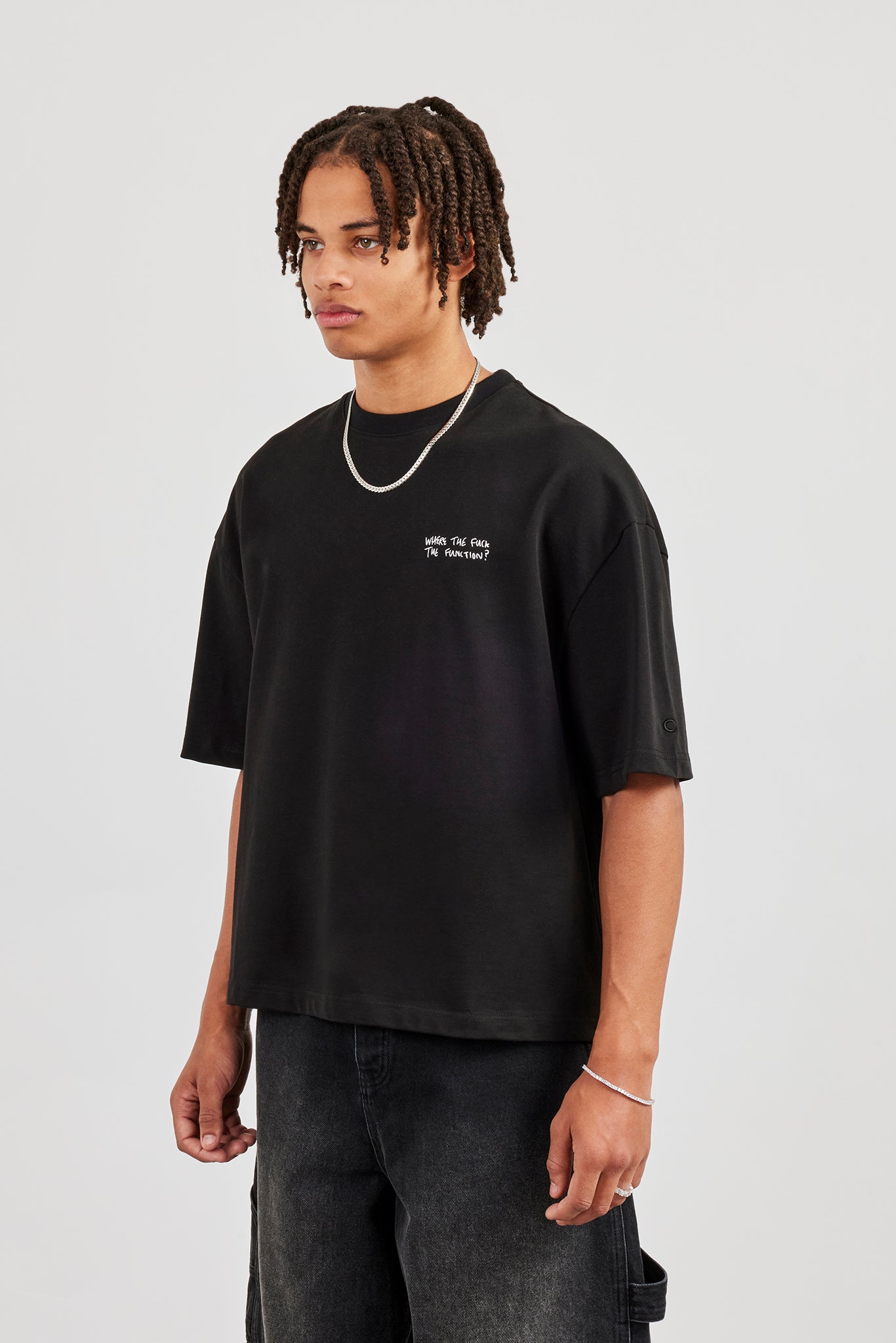 Function Back Print Boxy T-Shirt - Black | Mens Tees & Vests