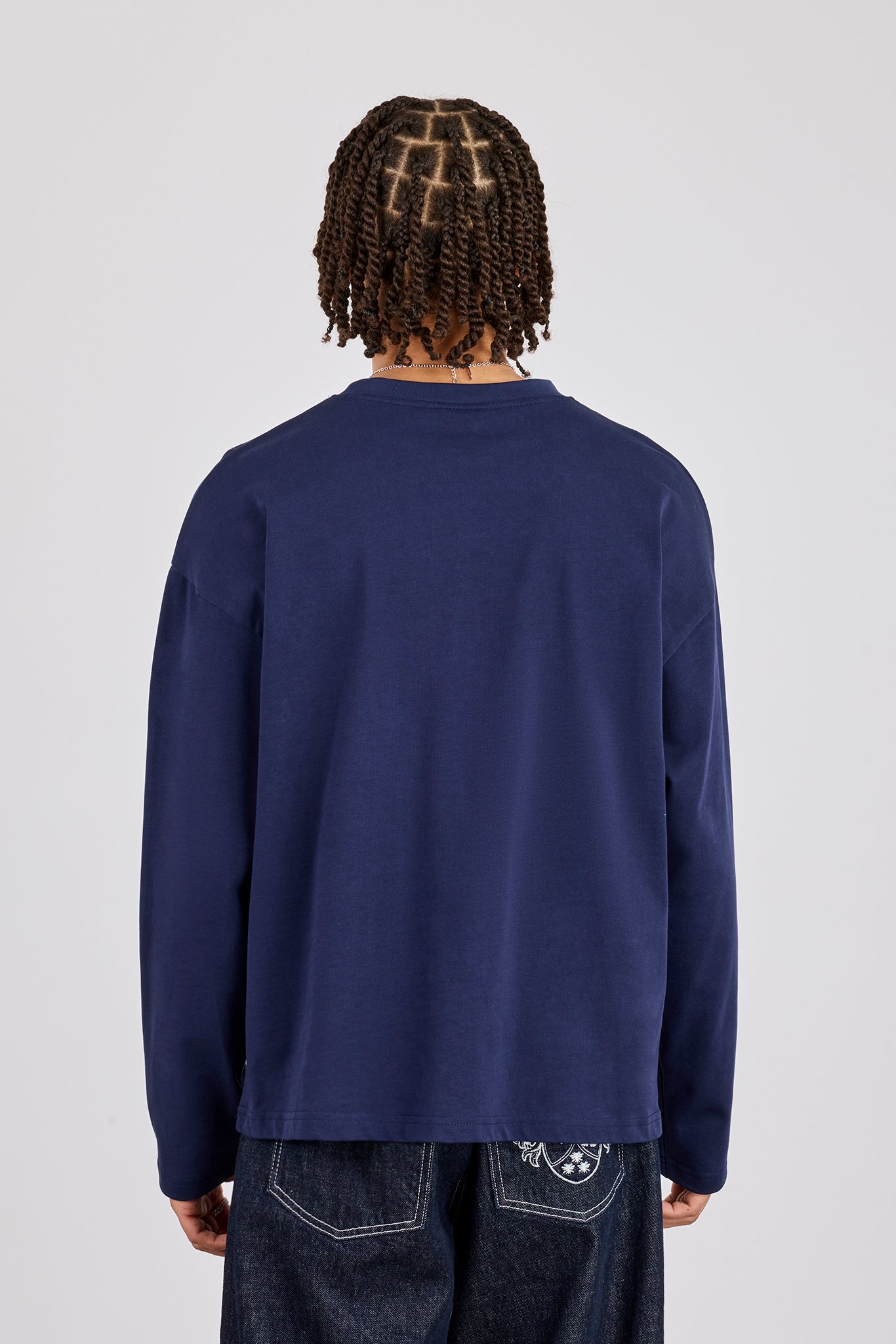 Established 2017 Boxy Long Sleeved T-Shirt - Navy Blue