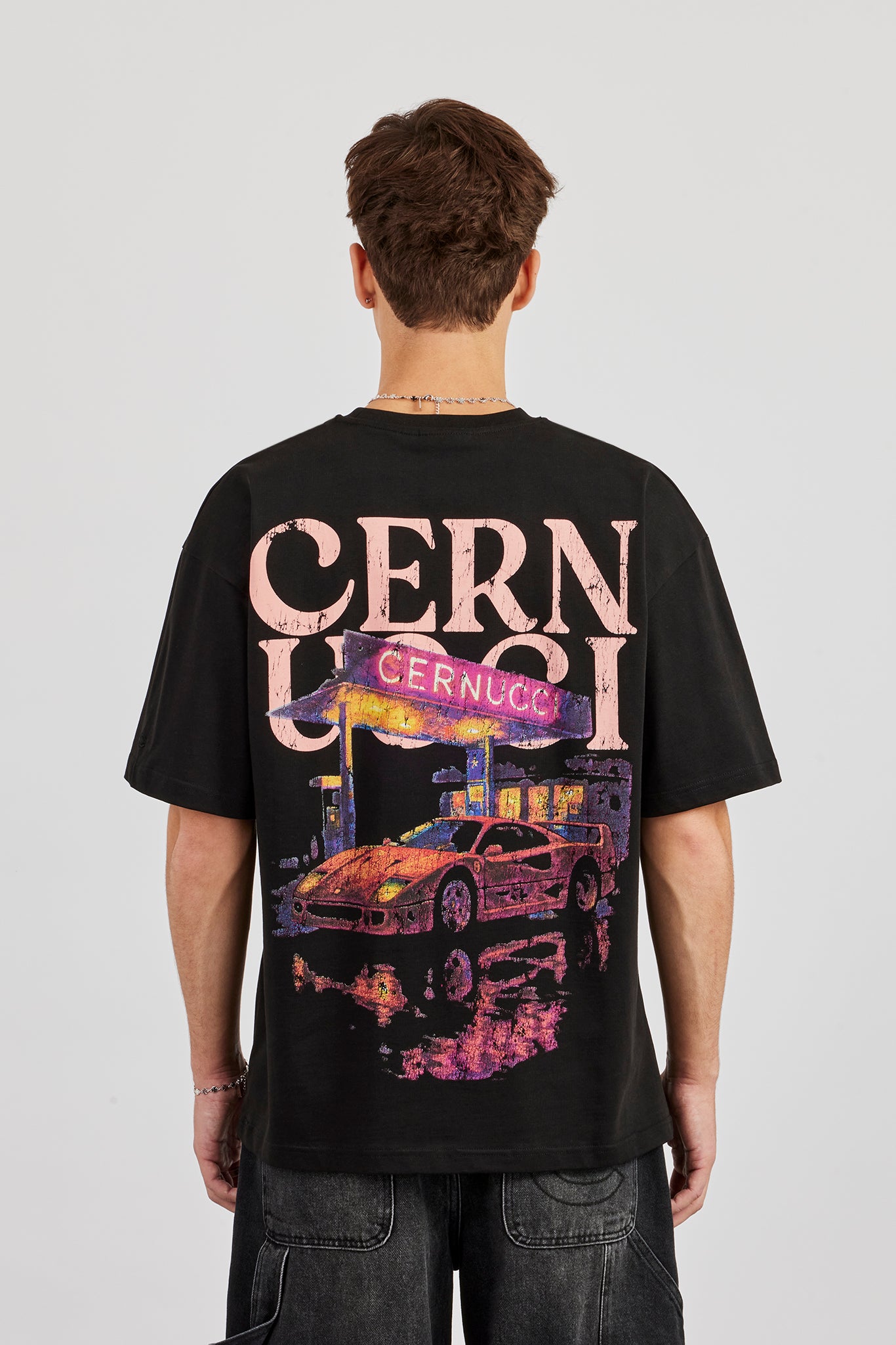 Cernucci Car Oversized T-Shirt - Black