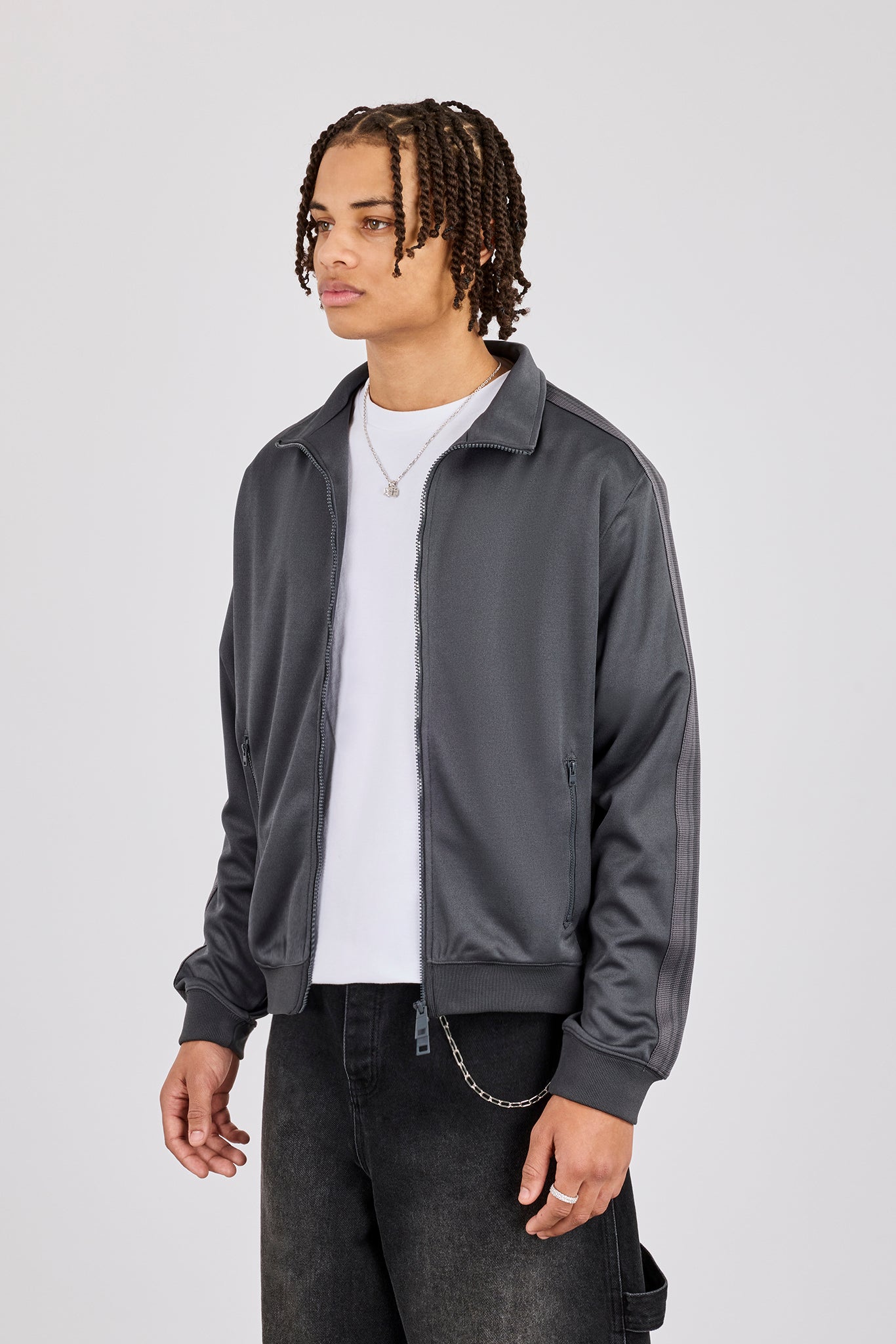 Herren-Trainingsjacke mit glatter Poly-Naht – Anthrazit