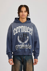 Washed Crest Graphic Hoodie - Navy