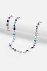Multi Gemstone Motif Necklace & Bracelet Bundle