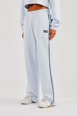 Wide Leg Jogger With Piping - Light Blue