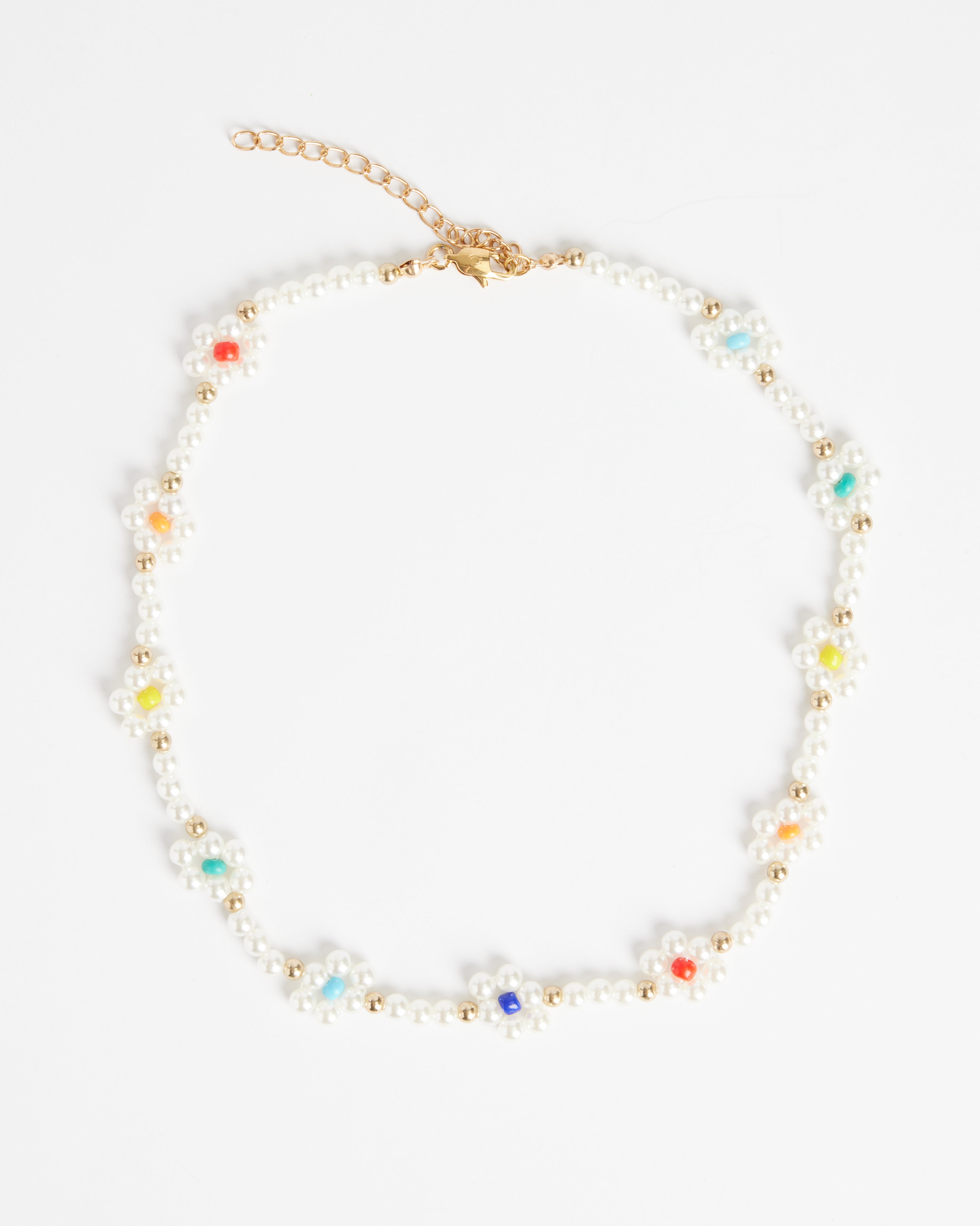 Flower Shape Seed & Colour Beads Freshwater Pearl Necklace