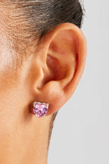 10 mm Sterlingsilber-Ohrstecker mit eisrosa Herz