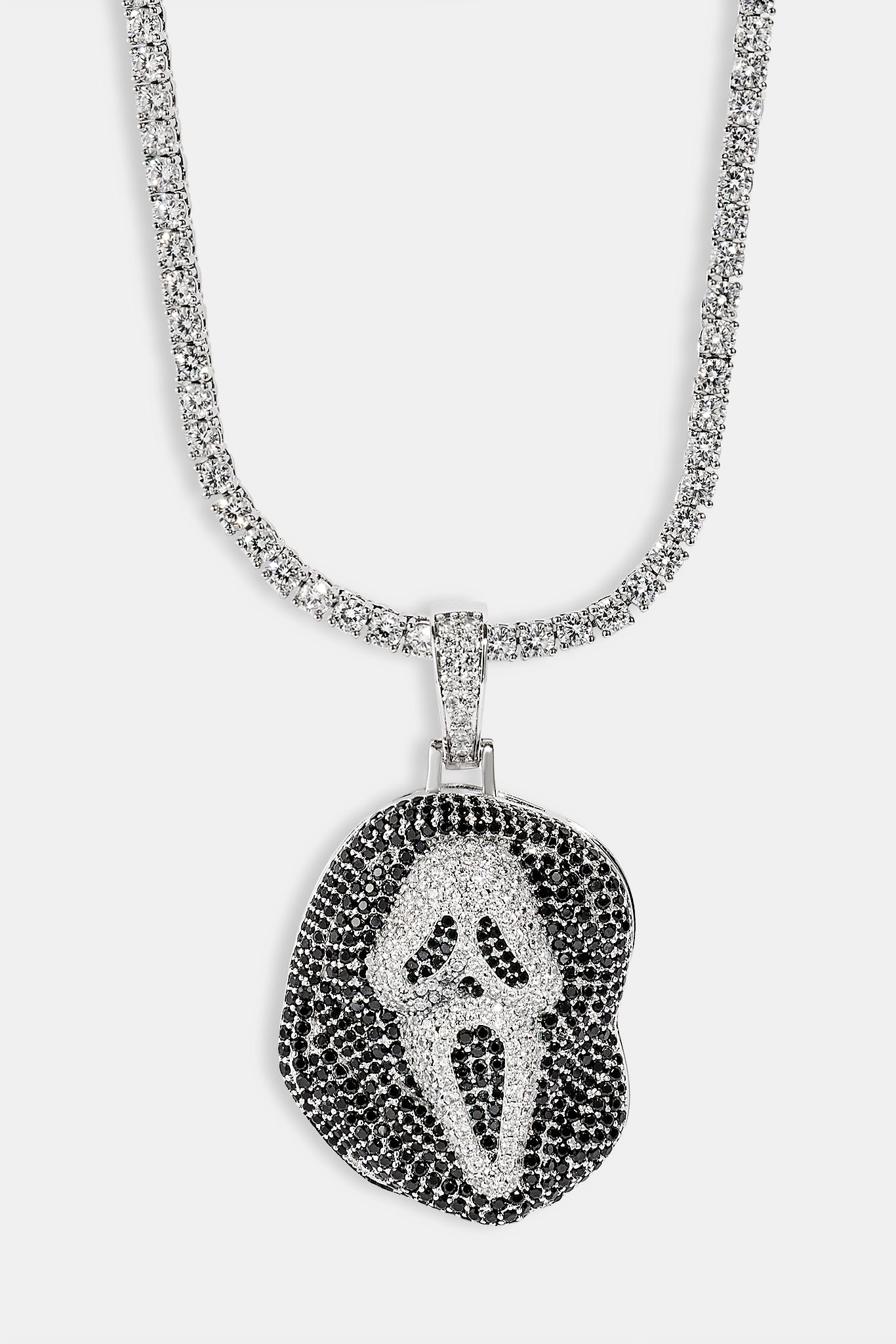 Iced Mask Face Pendant - 40mm - White