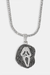 Iced Mask Face Pendant - 40mm - White