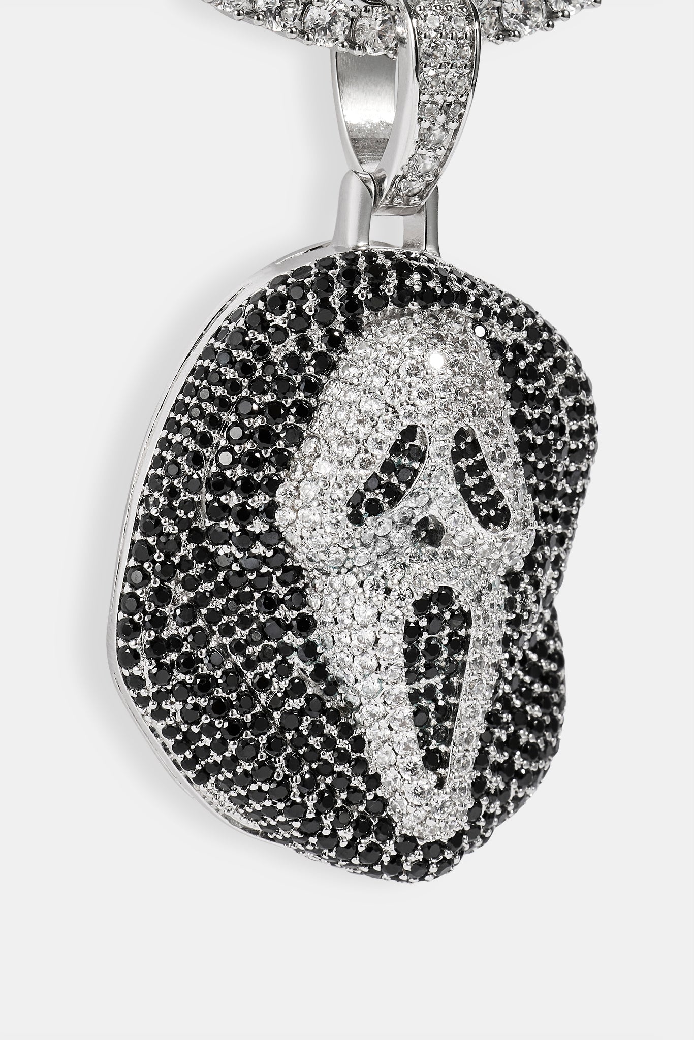 Iced Mask Face Pendant - 40mm - White