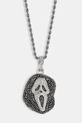 Iced Mask Face Pendant - 40mm - White