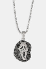 Iced Mask Face Pendant - 40mm - White