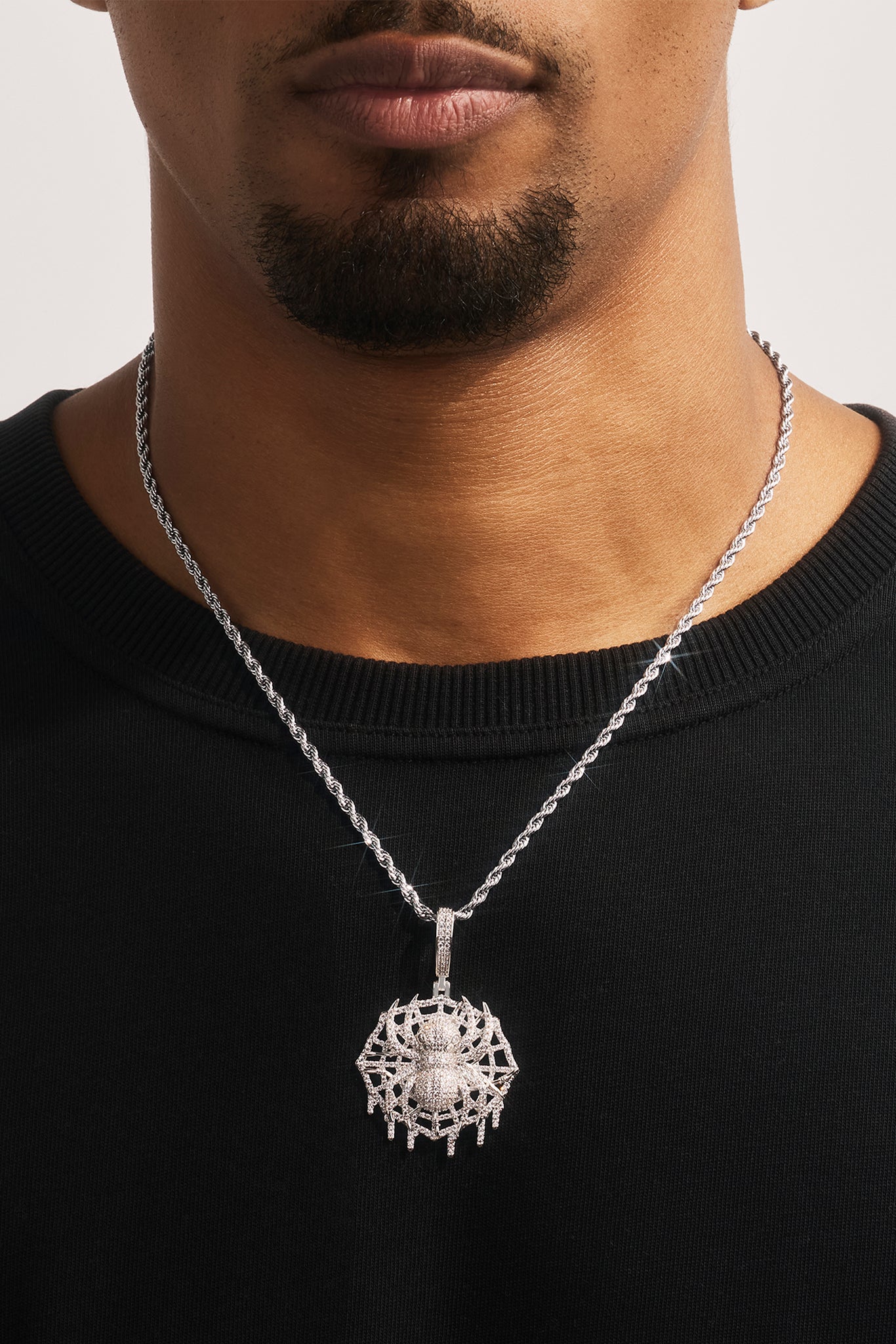 Iced Spider Pendant - 35mm - White