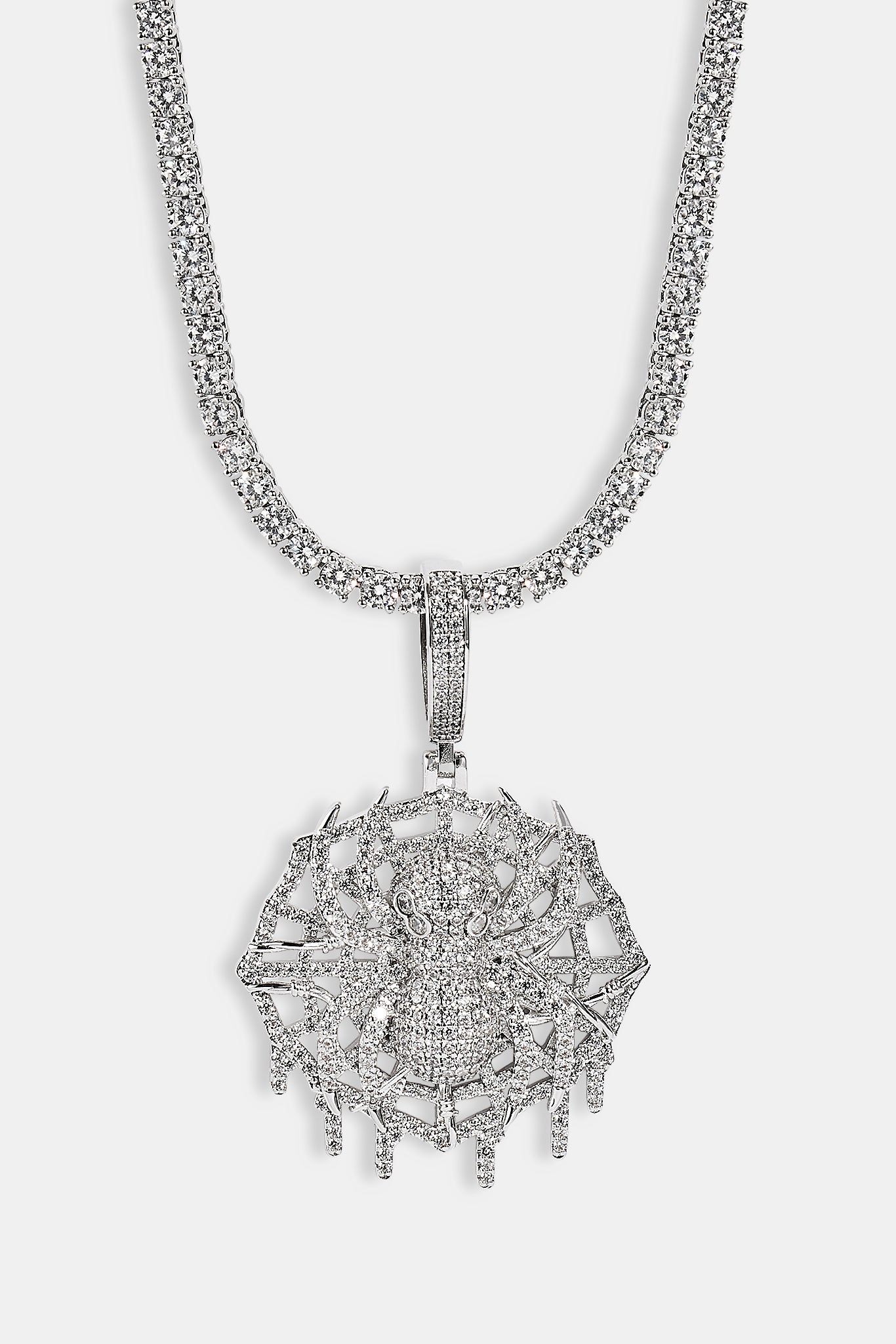 Iced Spider Pendant - 35mm - White
