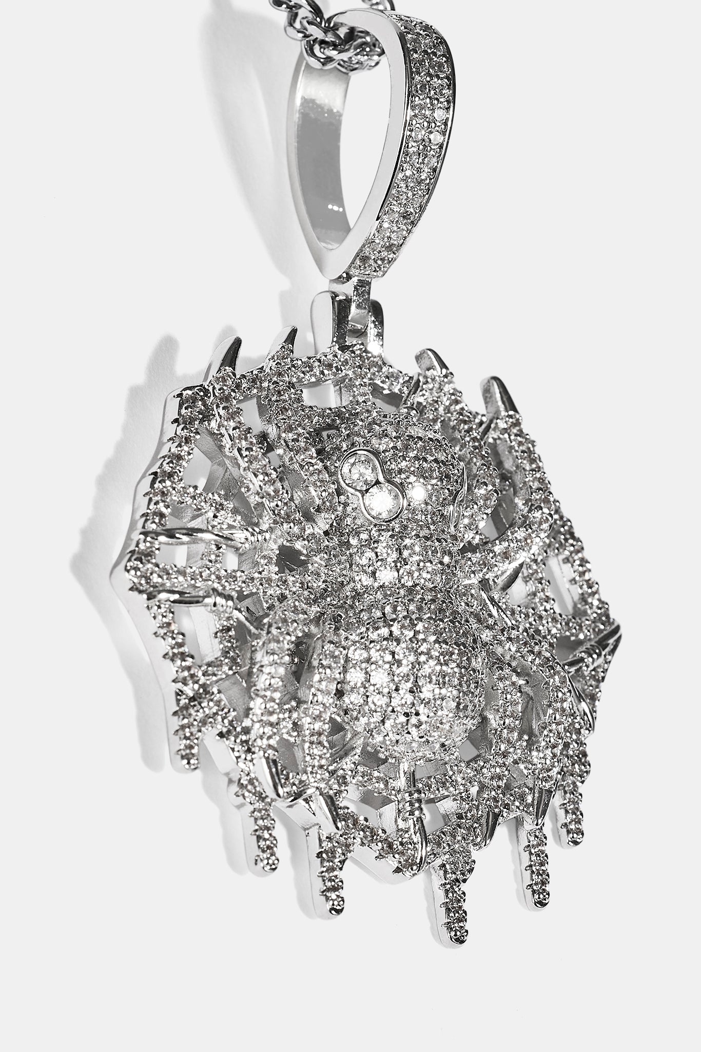 Iced Spider Pendant - 35mm - White