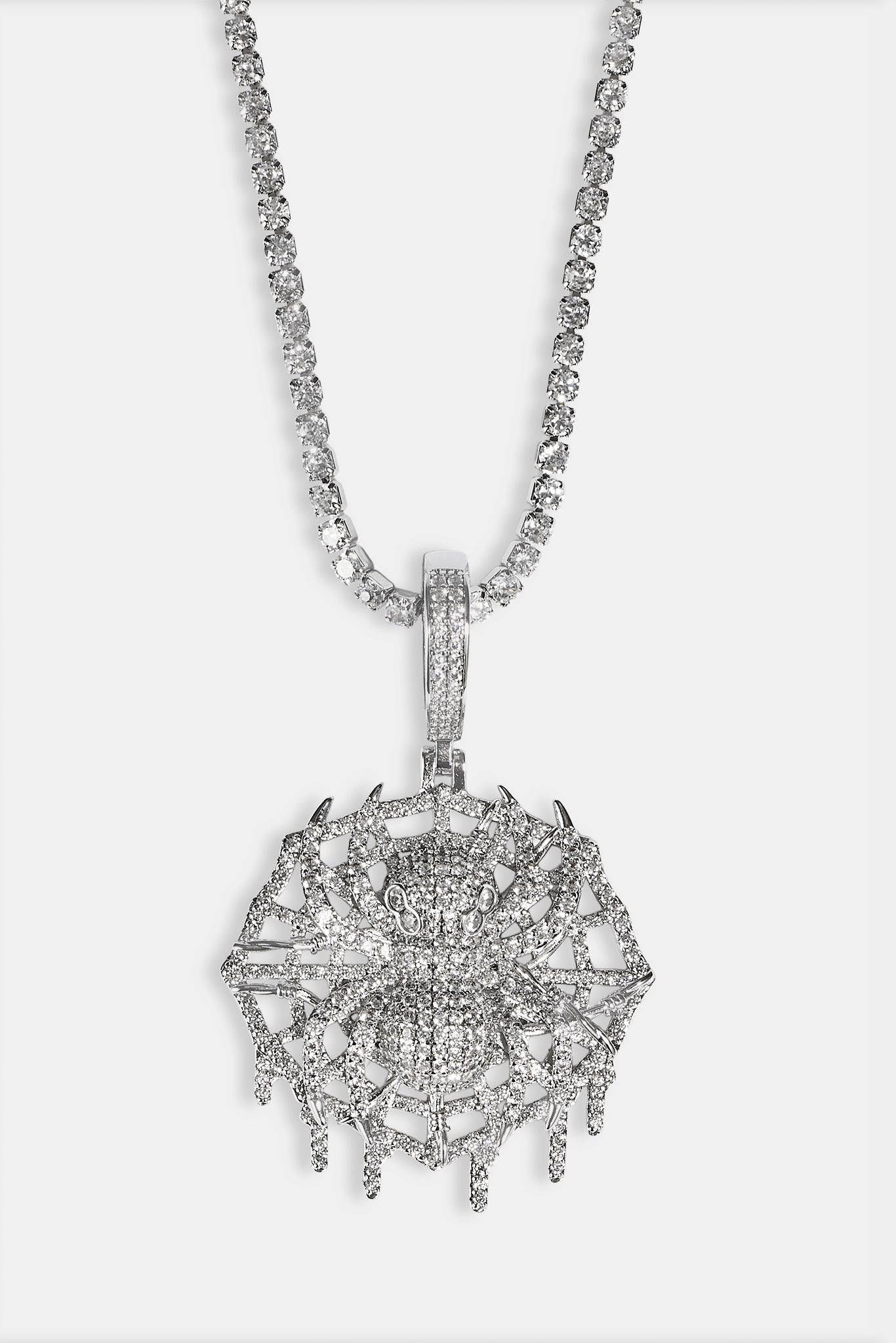Iced Spider Pendant - 35mm - White