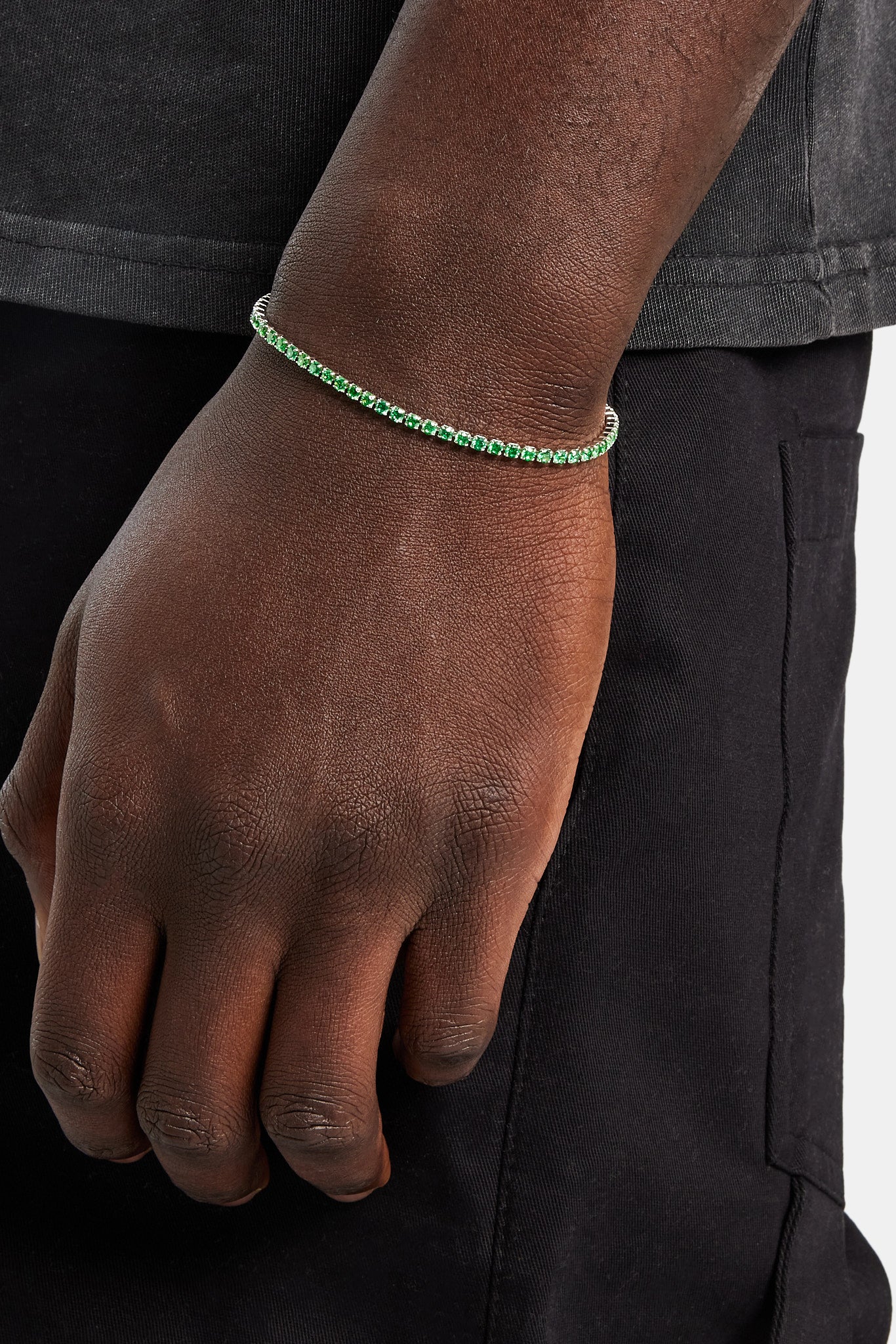 Micro Tennis Armband Grün - Weiß 2,5mm