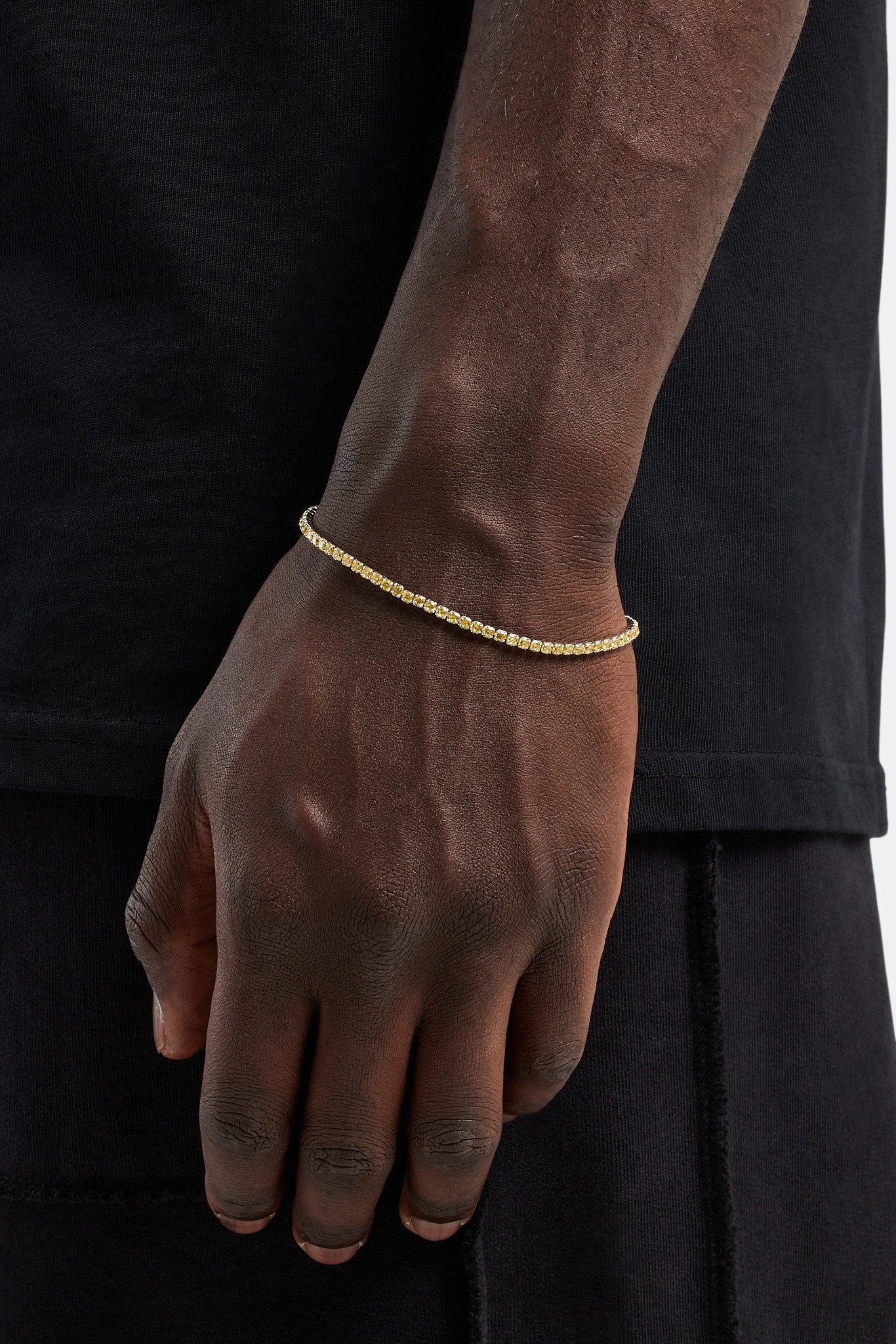 Micro Tennis Armband Zitrone - Weiß 2,5mm