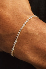 Micro Tennis Bracelet & Chain - 2.5mm - Gold