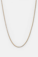2.5mm Micro Tennis Chain & 10mm Iced Mother Of Pearl Double Motif Necklace