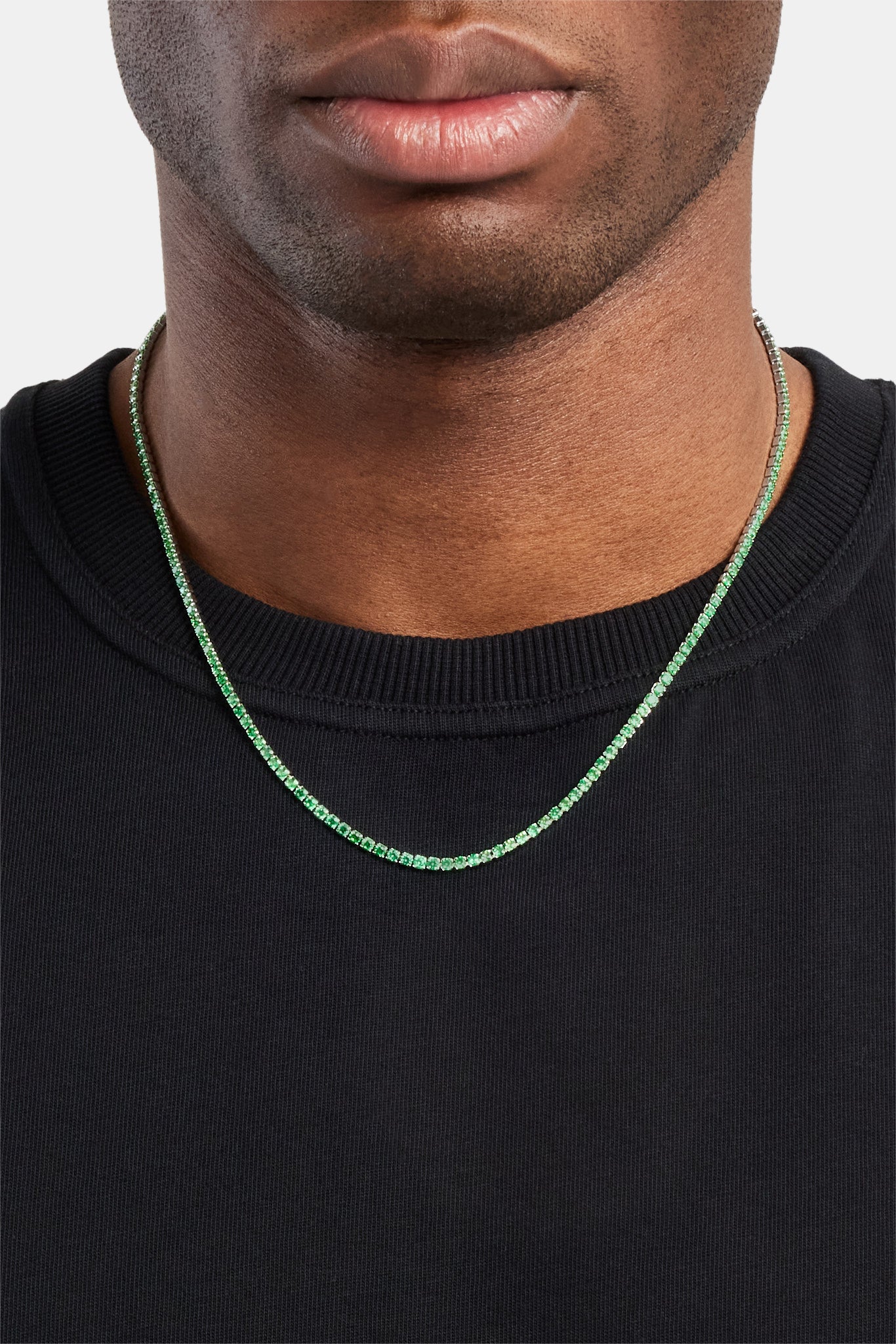 Tenise Chain Micro Tennis Chain Green - White 2.5mm | Mens Chains | Shop Tennis ...
