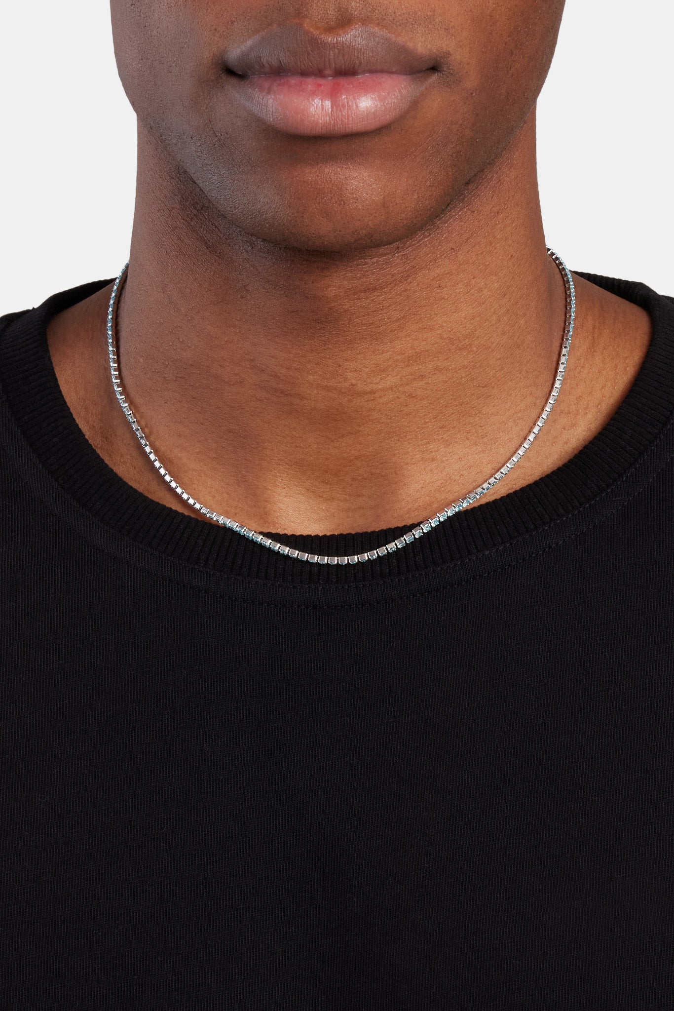 Micro Tenniskette Hellblau - Weiß 2,5mm