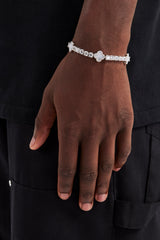 5 mm Motiv Lila Achat Tennisarmband - Weiß