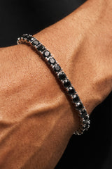 Black Tennis Bracelet - 5mm - White