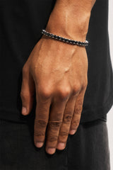 Black Tennis Bracelet - 5mm - White
