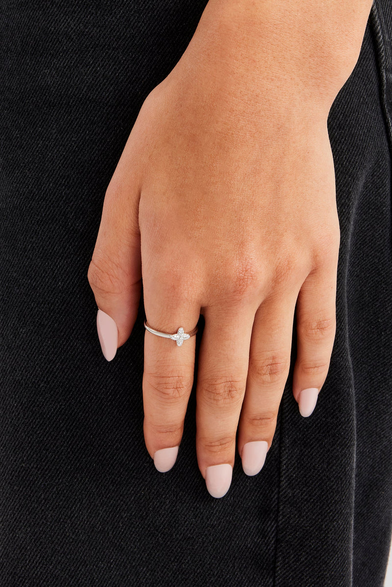 8 mm Iced Pave Motivring - Weiß