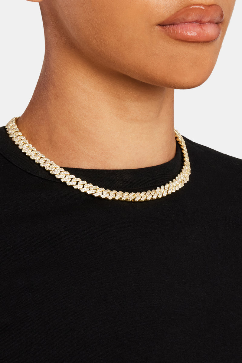 8mm Gold Plated Prong Cuban Chain