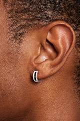 925 Schwarze CZ Baguette Creolen - Weiß