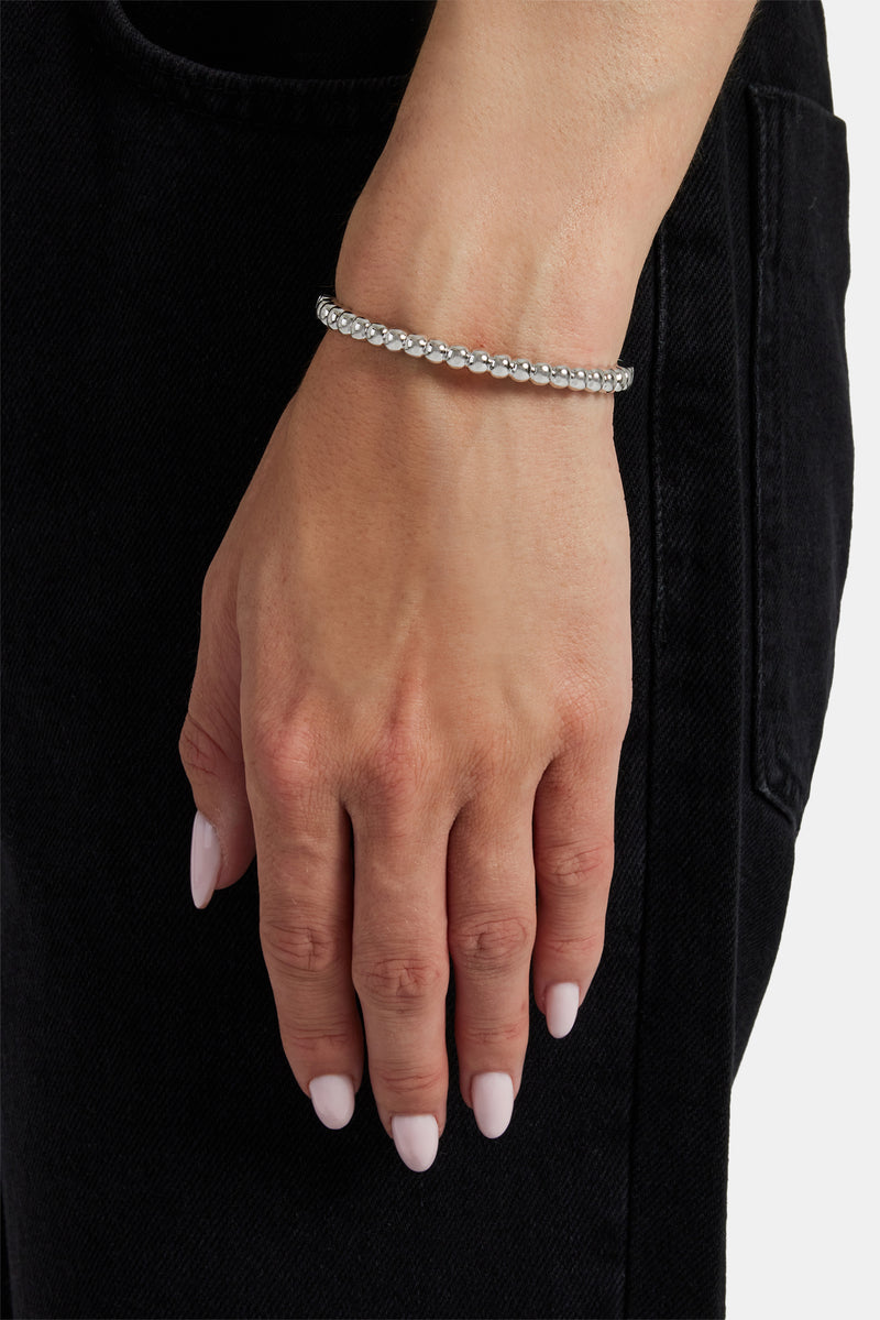 Bommel-Armreif - 5mm - Weiß