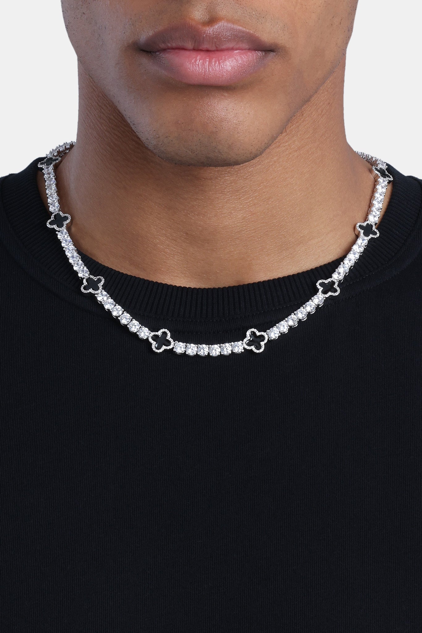 Black Motif Tennis Chain - White 5mm | Mens Chains | Shop Tennis Chains ...