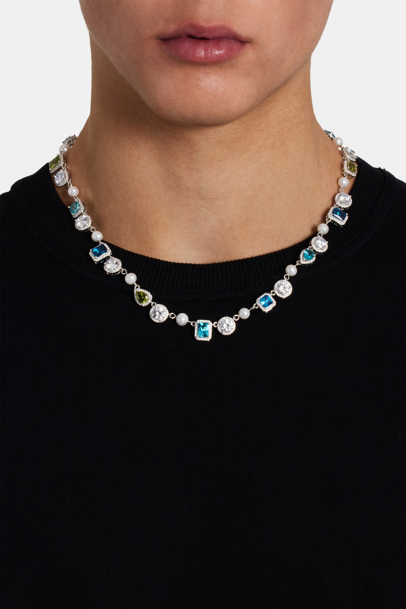 Blaue und grüne gemischte Edelsteinkette – 10 mm