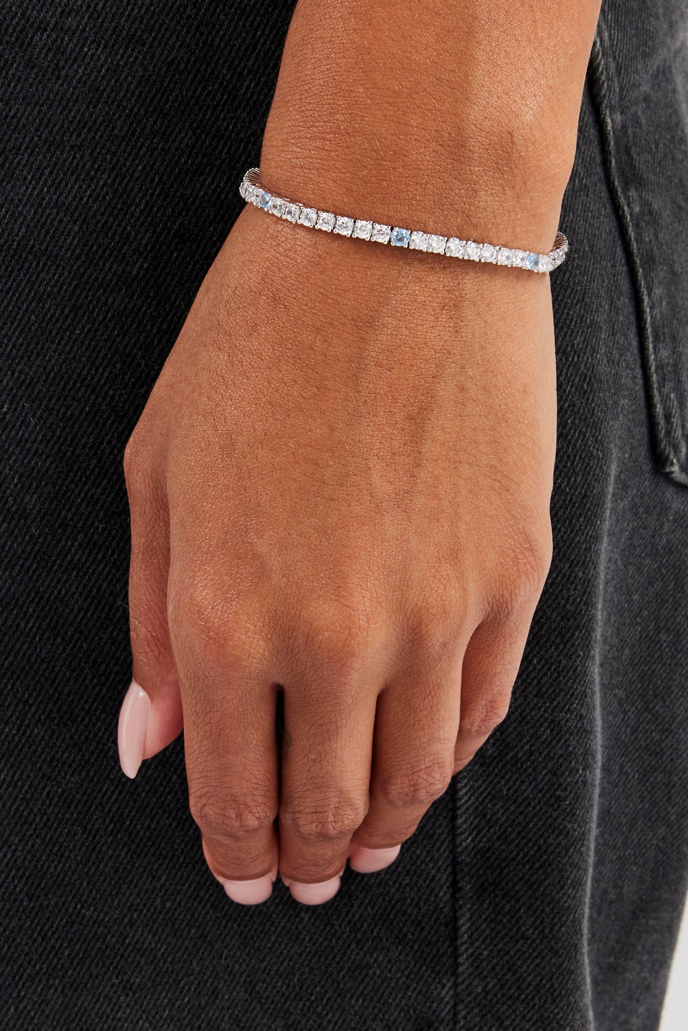 Light Blue & Clear Stone Tennis Bracelet - 3mm | Womens Bracelets