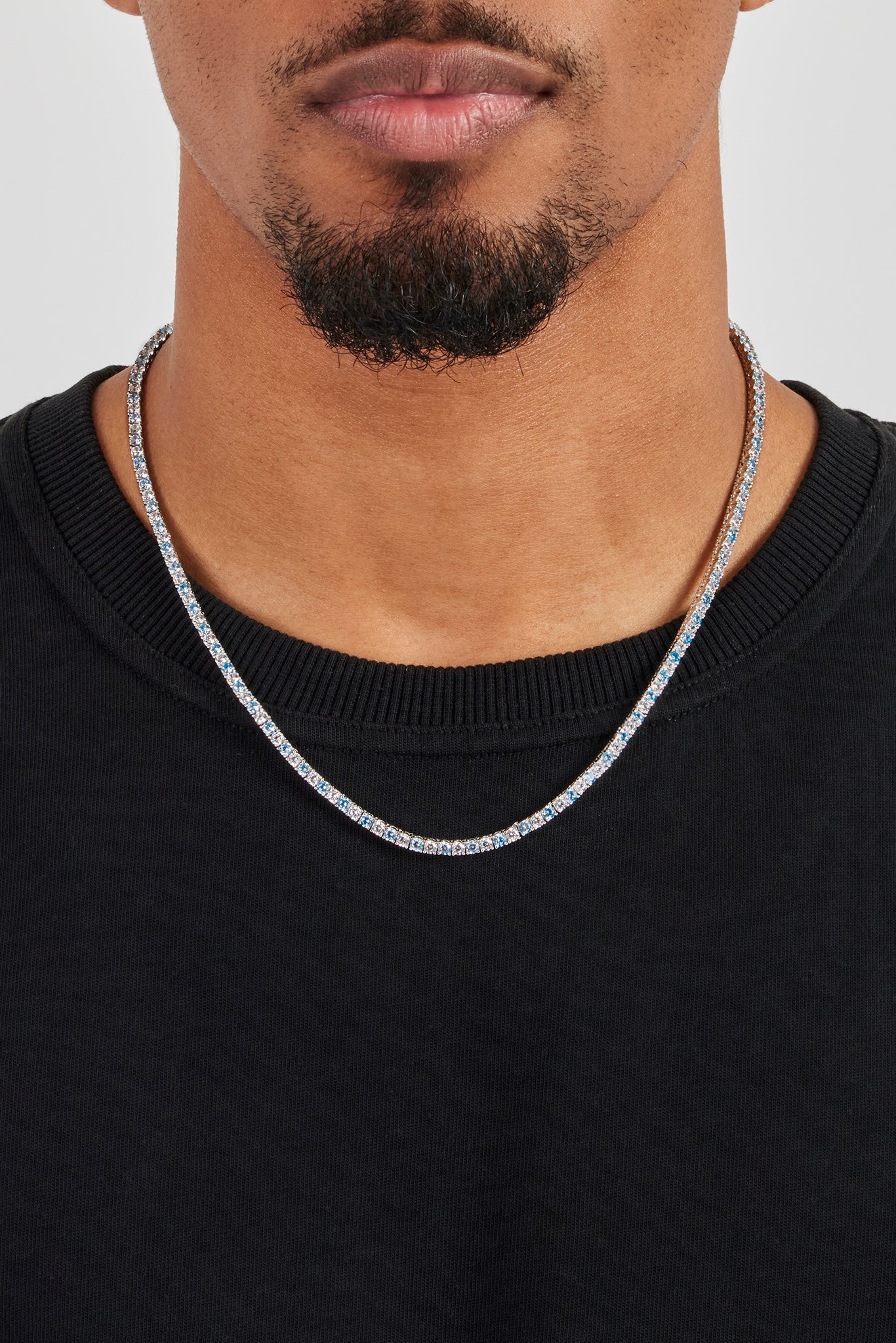 Blue & Clear Stone Tennis Chain - 3mm