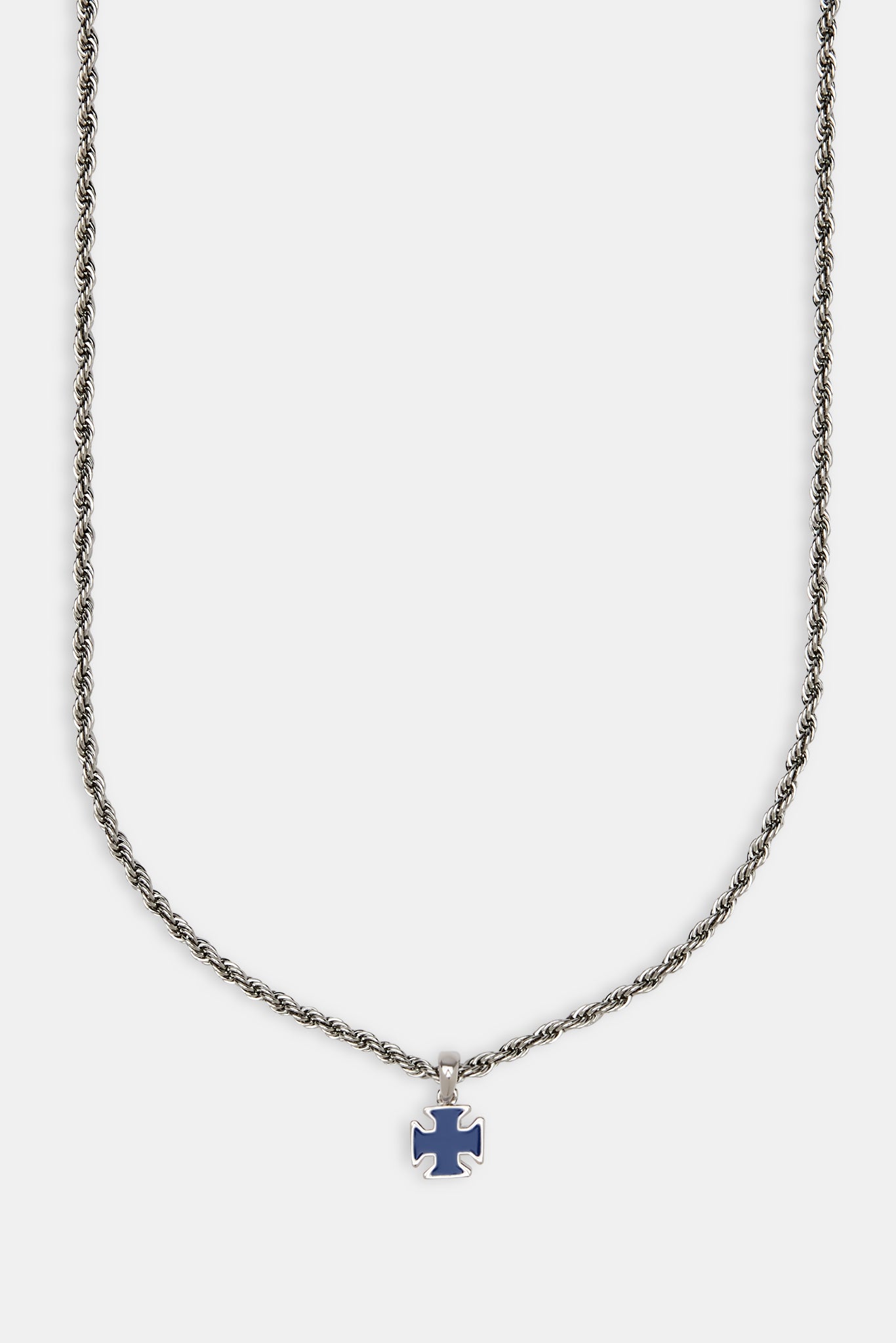 Halskette mit Kreuzmotiv aus blauer Emaille – 10 mm