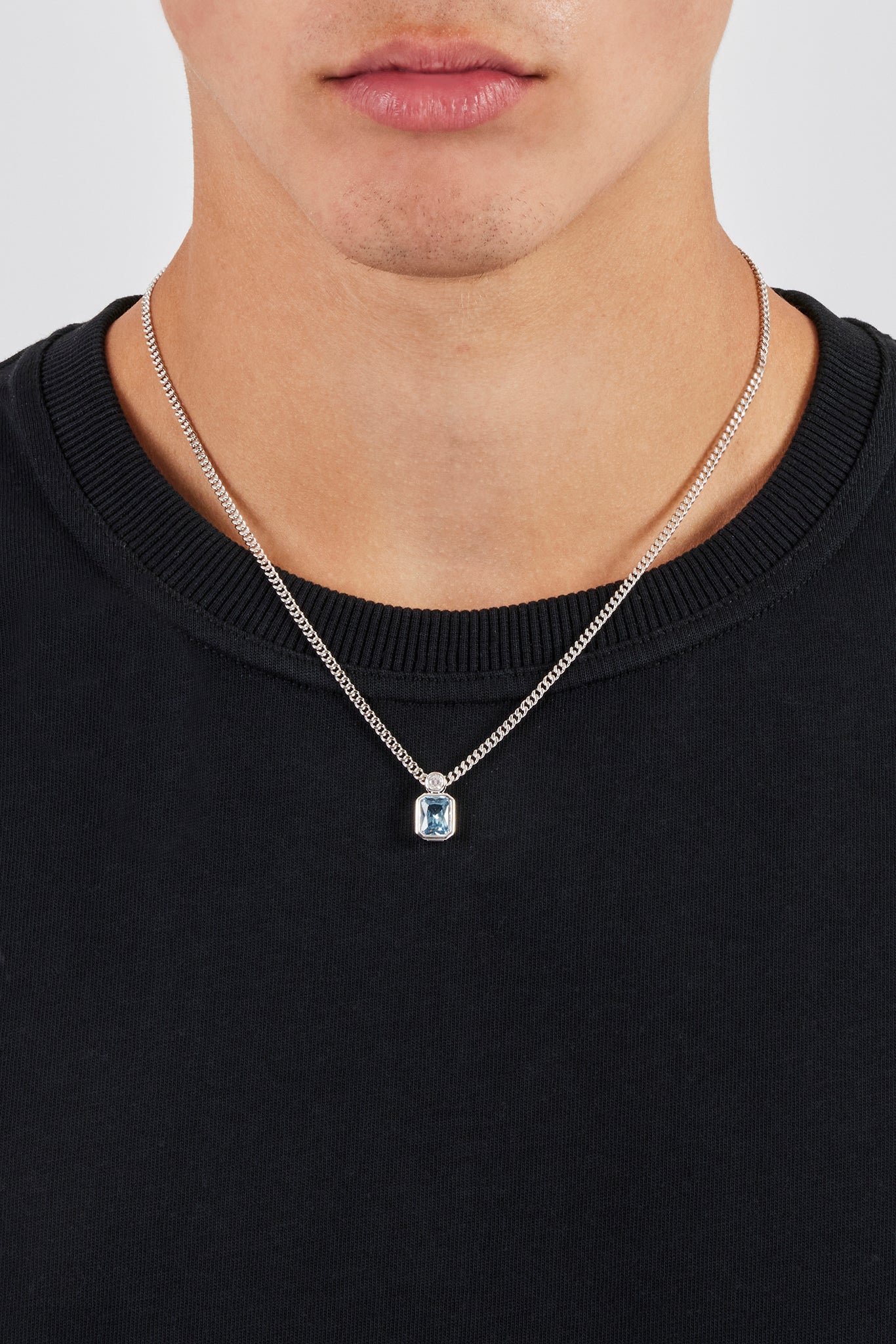 Eisblaue Doppel-Edelsteinkette – 15 mm