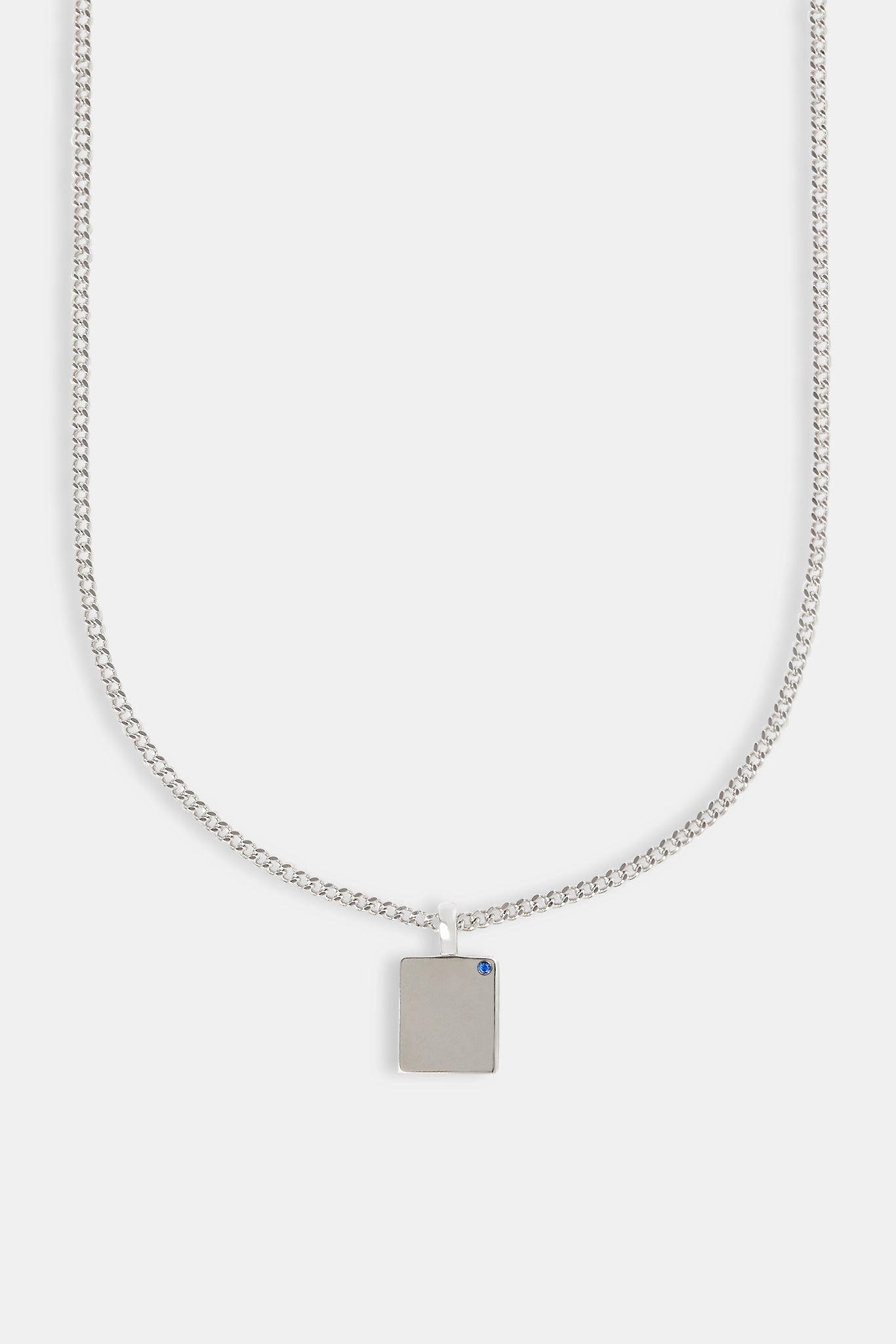 Blue Stone Dog Tag Necklace - 15mm