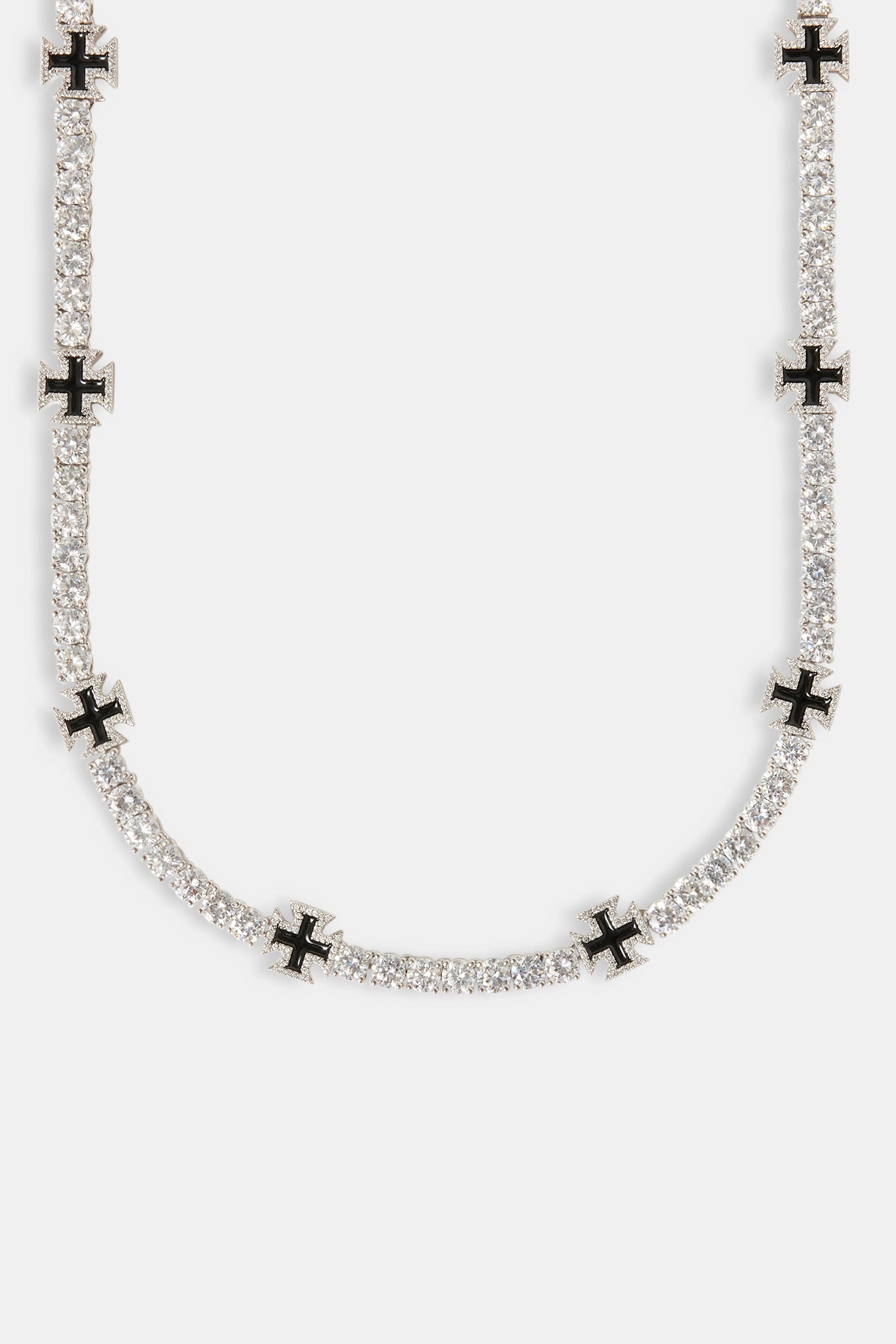 Black Cross Motif Tennis Chain & Bracelet - 5mm