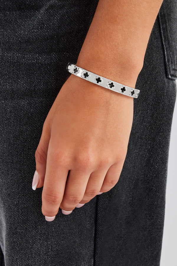 Armreif aus poliertem schwarzem Emaille – 8 mm