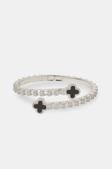 Baguette-Armreif mit schwarzem Emaille-Motiv – 8 mm