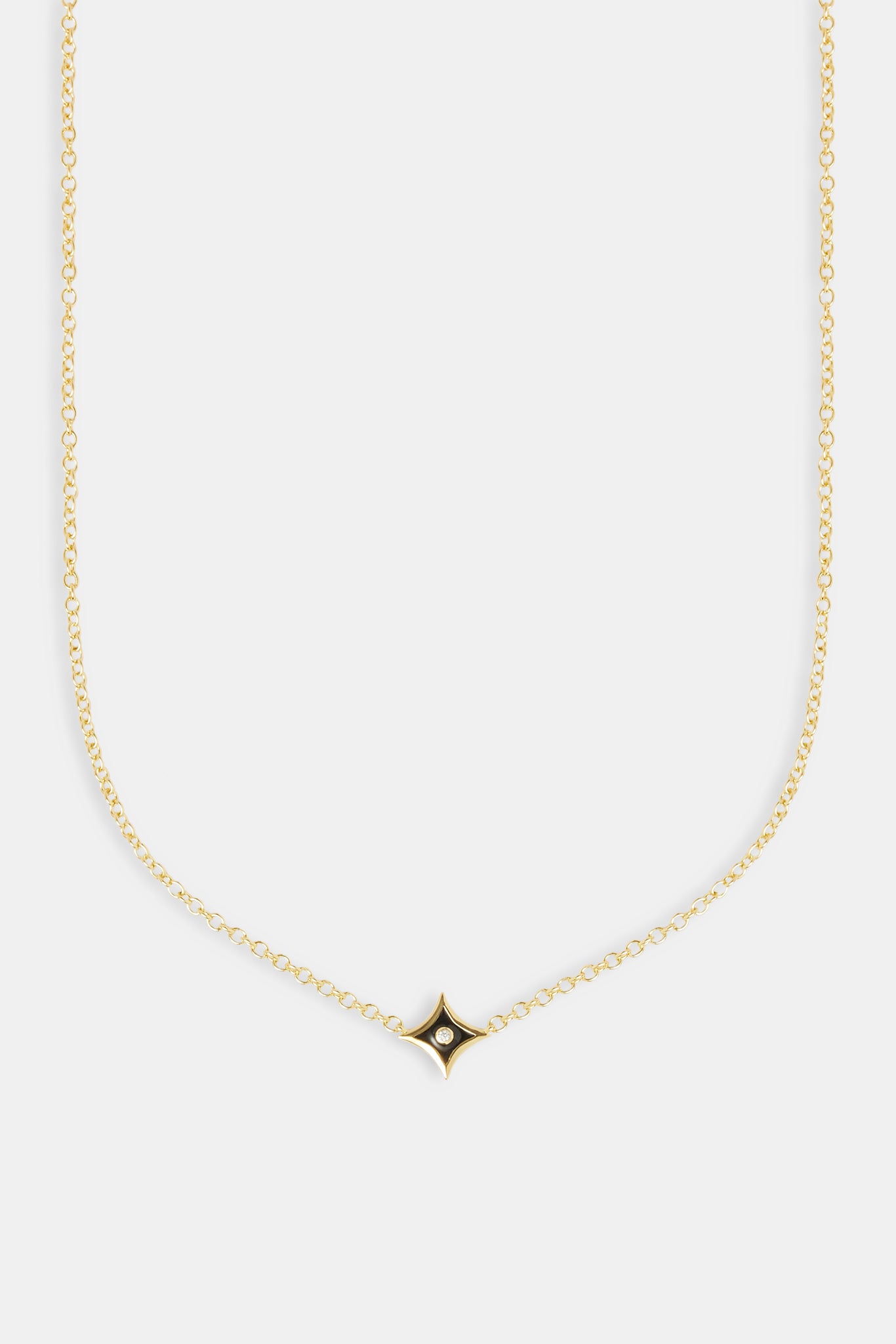 Iced and Black Enamel Star Motif Necklace - 12mm