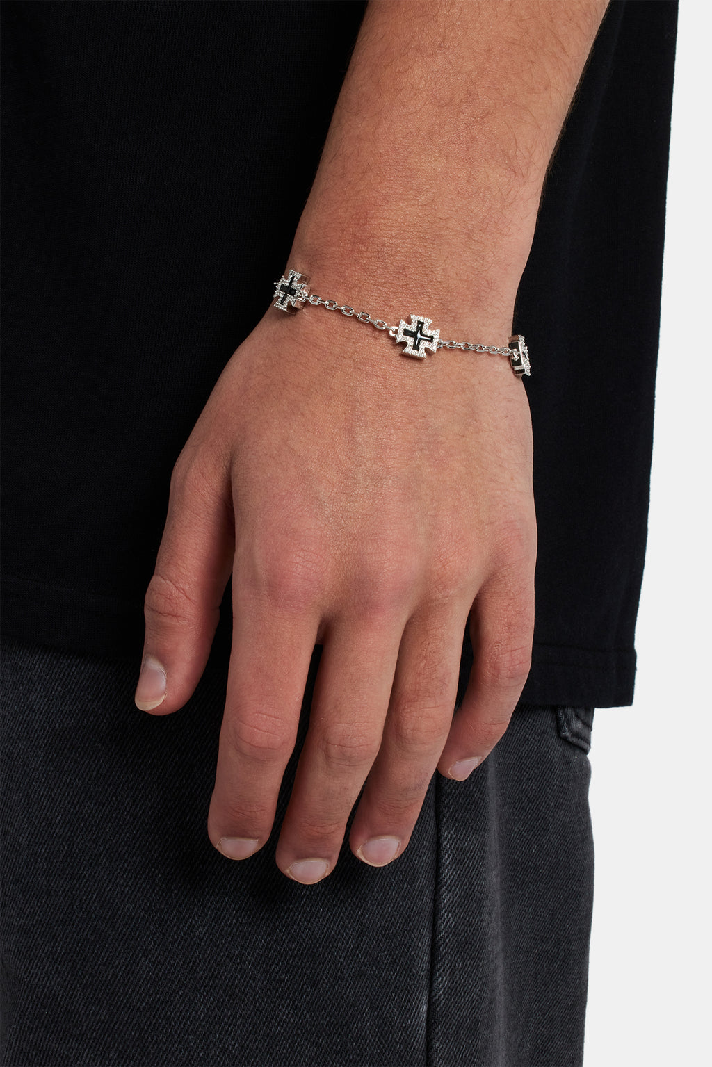 Black Enamel Cross Motif Bracelet | Mens Bracelets | Shop Motif ...