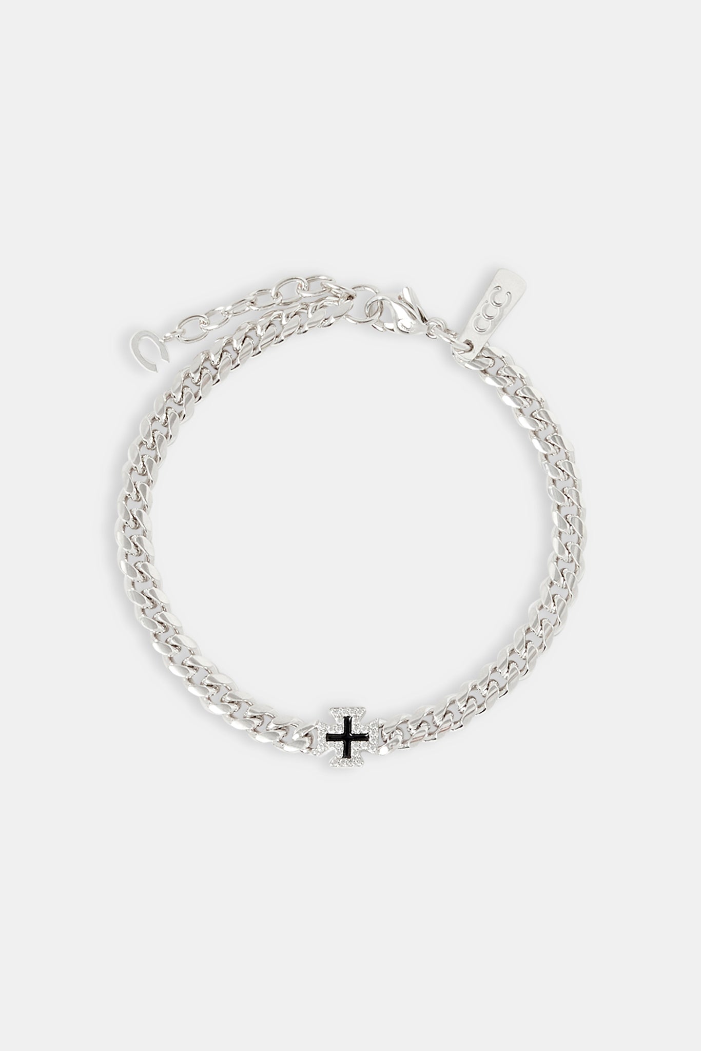 Black Enamel Motif Miami Cuban Bracelet - 8mm