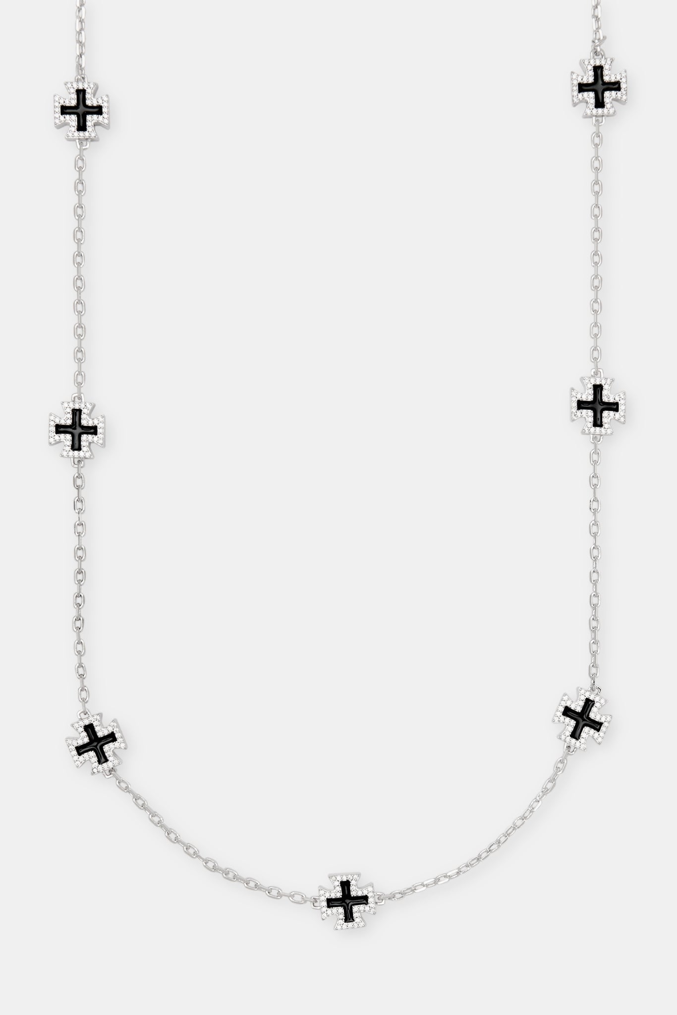 Black Enamel Cross Motif Chain - 12mm