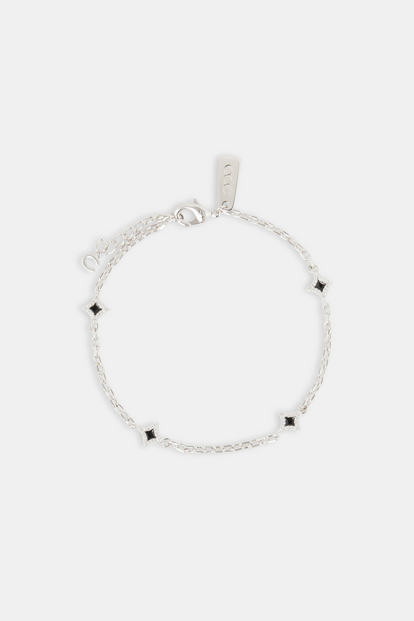 Rolo-Armband mit schwarzem Emaille und Sternmotiv – 8 mm