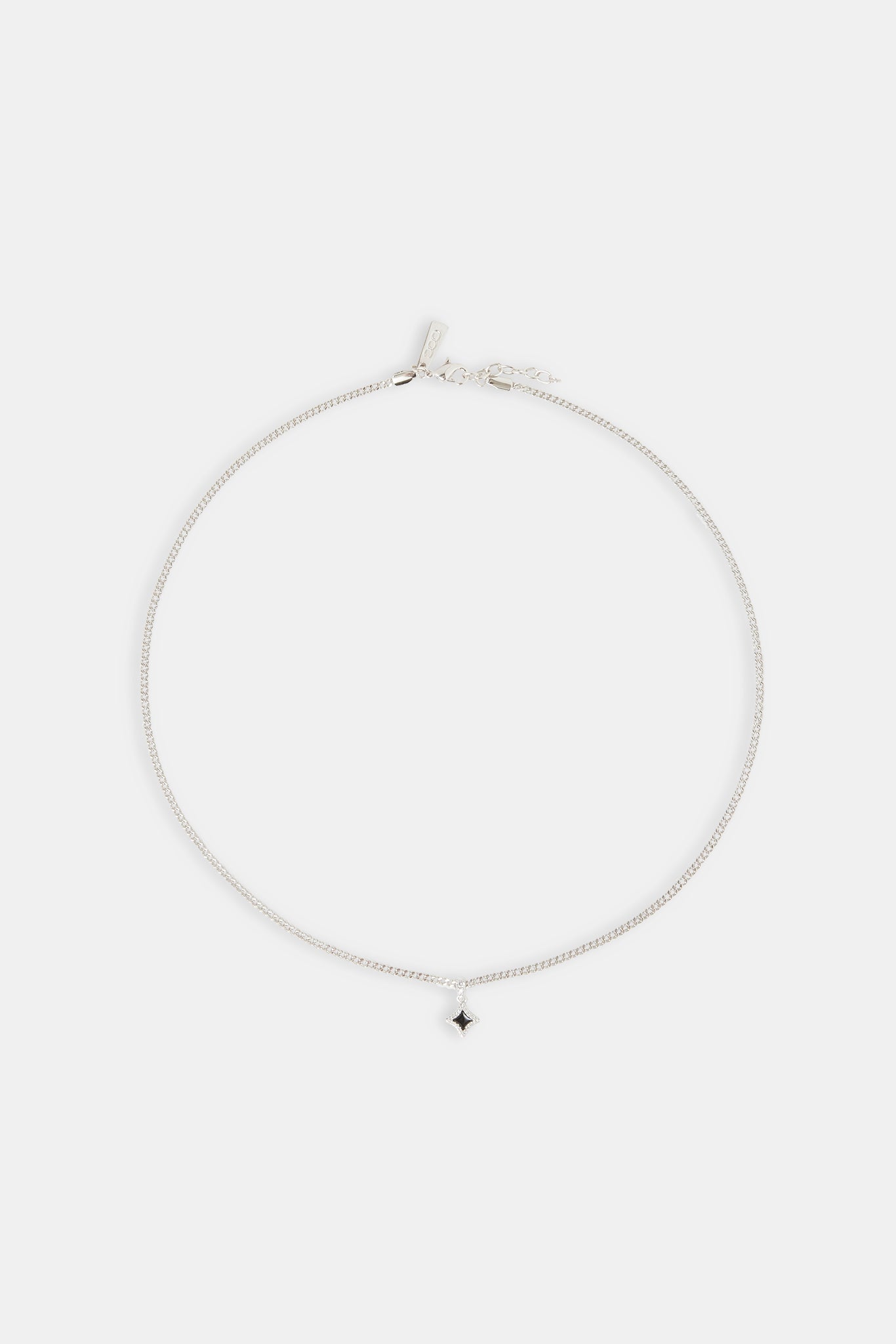 Black Enamel Star Motif Cuban Necklace - 10mm