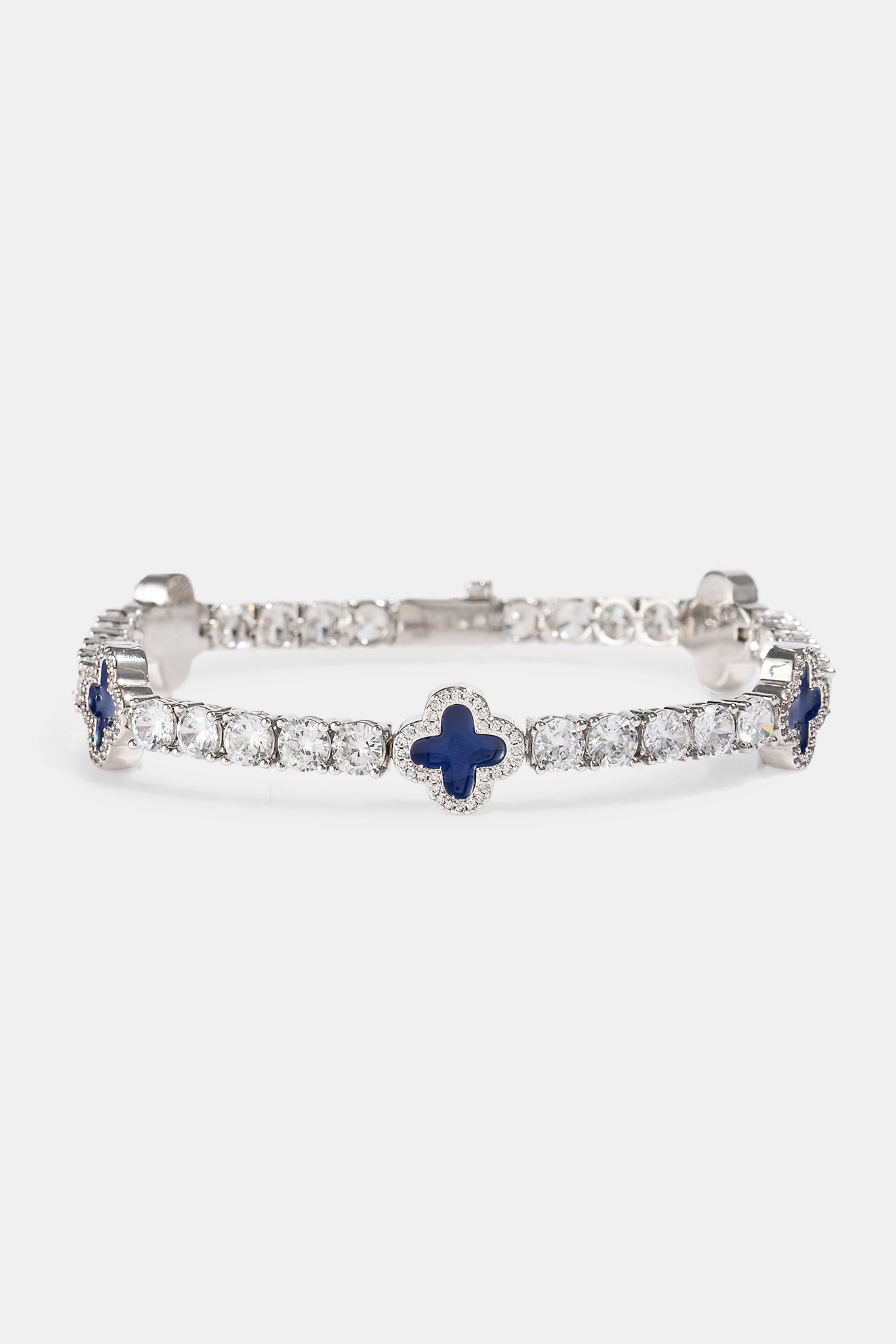 Blue Motif Tennis Bracelet - White 5mm